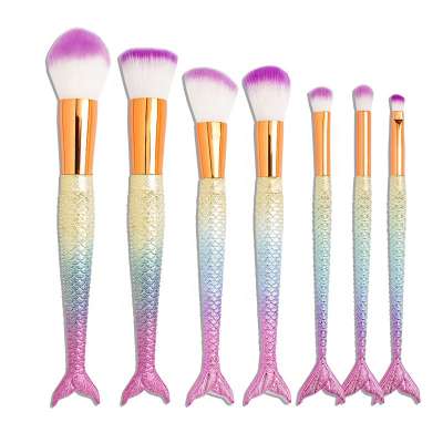 7 Pieces Beauty Fishtail Handle Fashion Makeup Brush Zoreya Makeup Brush Set Pink Purple Cosmetic Brush Makeup Brushes